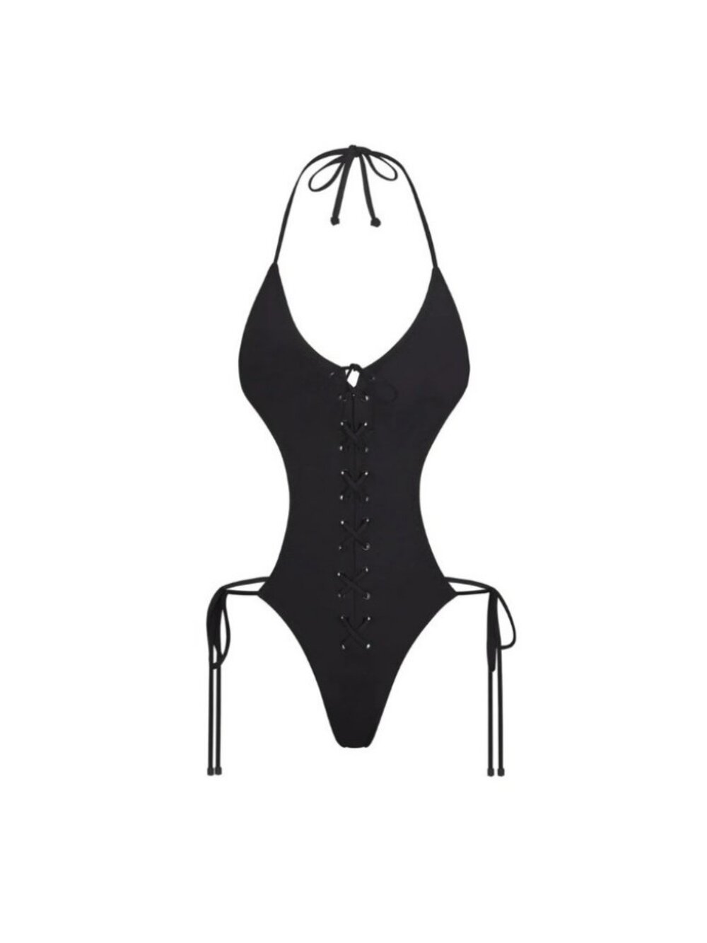 NWOT Skims Signature Swim Lace Up Monokini Black Medium Sustainable